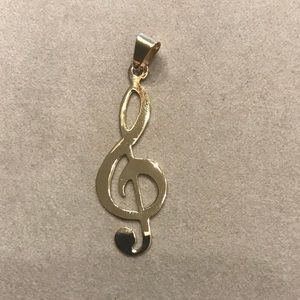 14 KT Yellow Gold Musical Note Pendant
